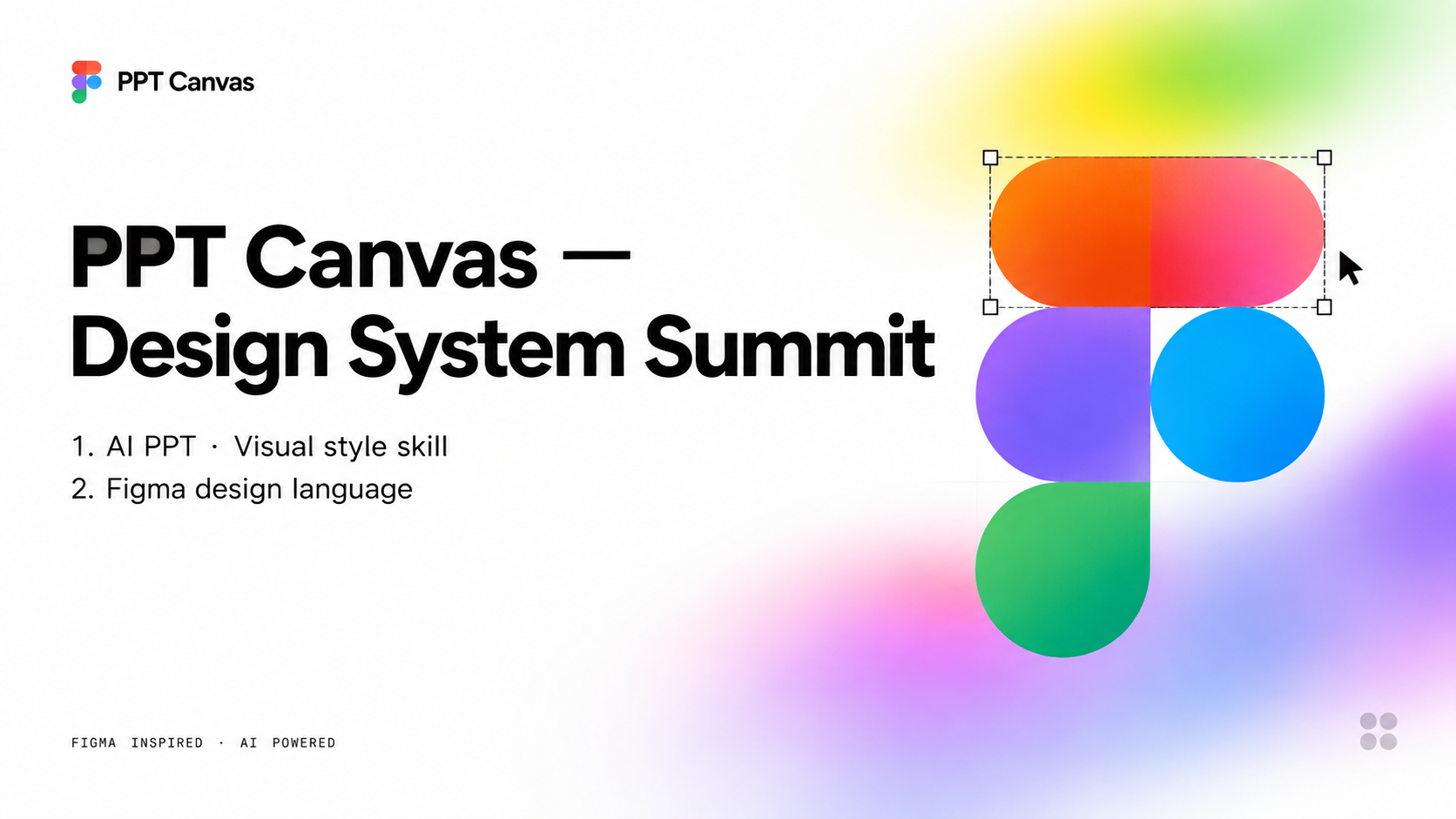 Design collaboration AI presentation cover with playful geometry