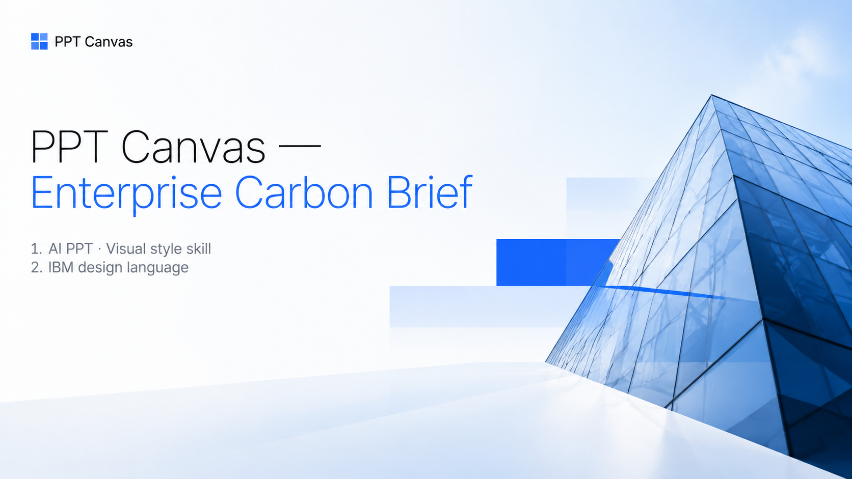 Enterprise classic AI presentation cover with structured blues